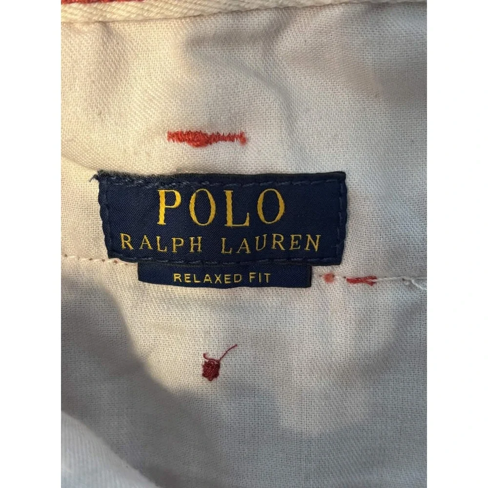 Polo Ralph Lauren Mens 34 Red Relaxed Fit Chino Shorts 100% Cotton 9 Inseam